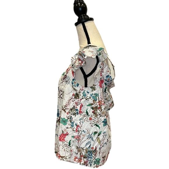 NWOT Sanctuary Womens Cotton Floral Print Cold Shoulder Blouse Eyelet Lace MED - Picture 3 of 7
